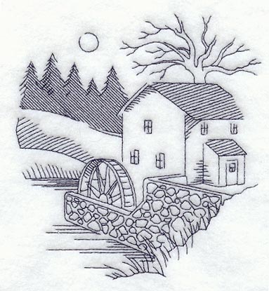 Mill and Country Scene