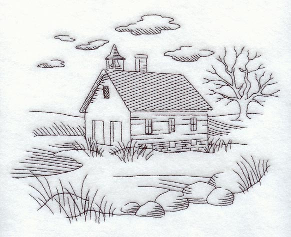 Schoolhouse and Country Scene