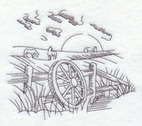 Wagon Wheel and Country Scene