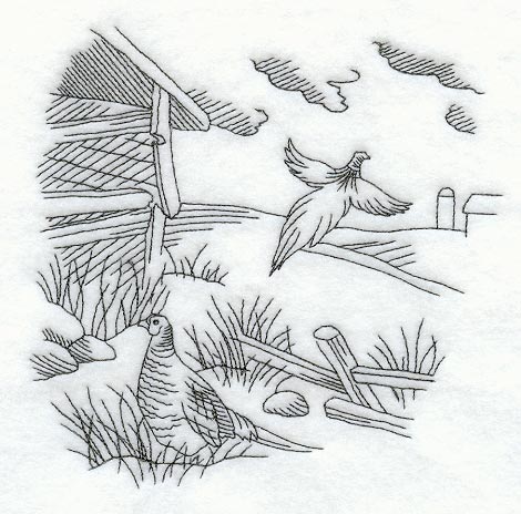 Pheasant and Country Scene