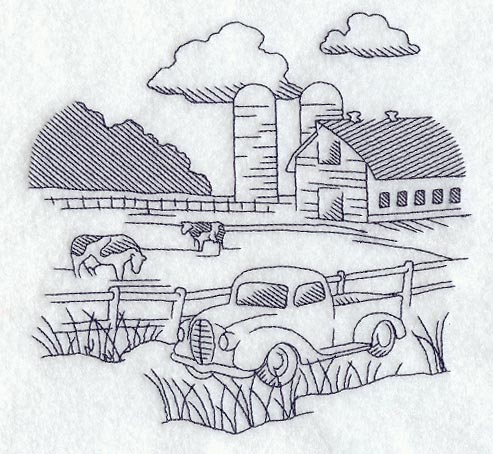 Pick-up Truck and Country Scene
