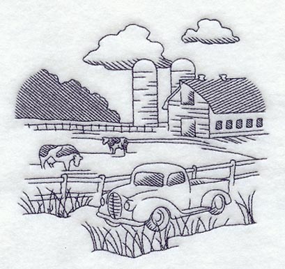 Pick-up Truck and Country Scene