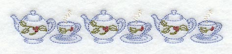 Christmas Tea Set Border (Vintage)