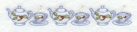 Christmas Tea Set Border (Vintage)