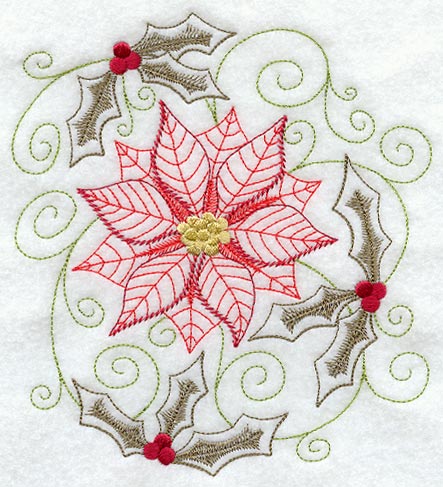 Christmas Poinsettia and Holly (Vintage)