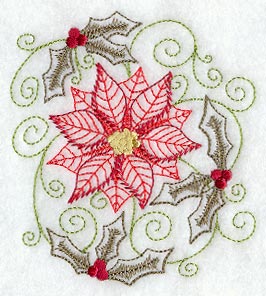 Christmas Poinsettia and Holly (Vintage)