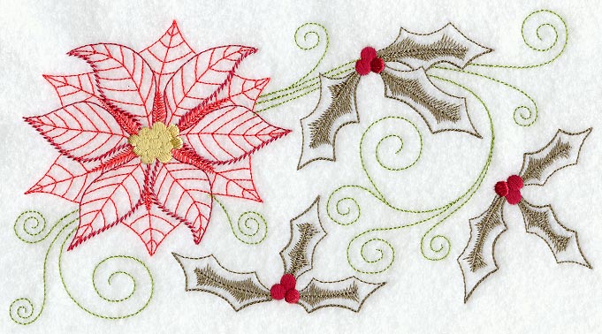 Christmas Poinsettia and Holly (Vintage)