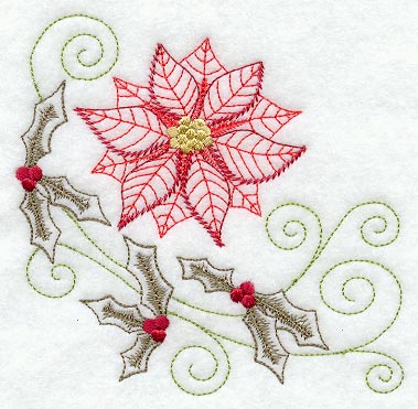 Christmas Poinsettia and Holly Corner (Vintage)