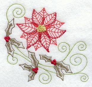 Christmas Poinsettia and Holly Corner (Vintage)