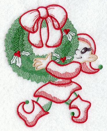 Santa's Elf and Christmas Wreath (Vintage)