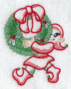Santa's Elf and Christmas Wreath (Vintage)