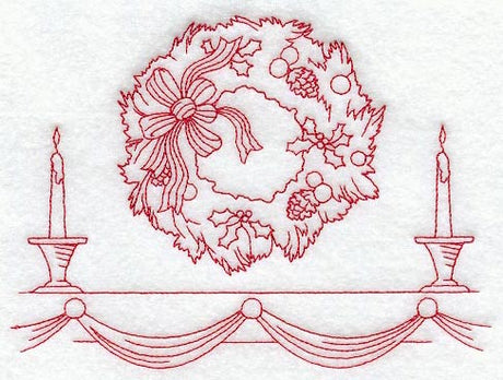 Candlelight Wreath (Redwork)