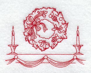 Candlelight Wreath (Redwork)