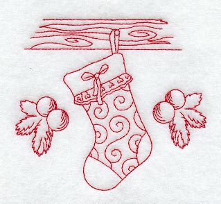 Swirled Stocking (Redwork)