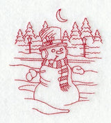 Serene Snowman (Redwork)