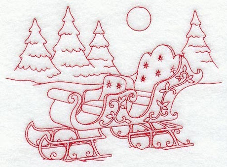 Elegant Night Sleigh (Redwork)