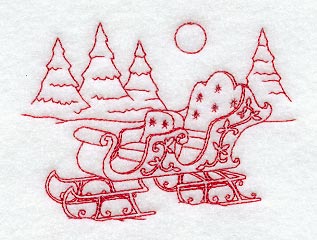 Elegant Night Sleigh (Redwork)