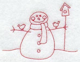 Merry Snowman with Bird Buddies (Redwork)