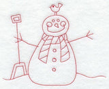 All Set to Shovel Snowman (Redwork)