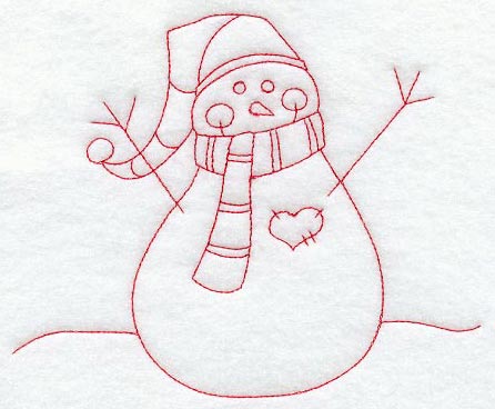 Snowman Hug (Redwork)