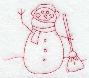 All Set to Sweep Snowman (Redwork)