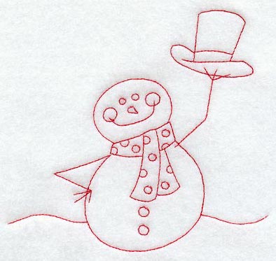 Hats Off Snowman (Redwork)