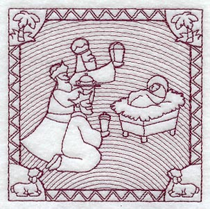 Gifts of Gold, Frankincense, and Myrrh (Trapunto)