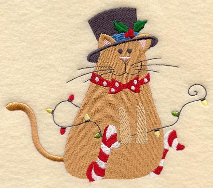 Top Hat and Tree Lights Cat