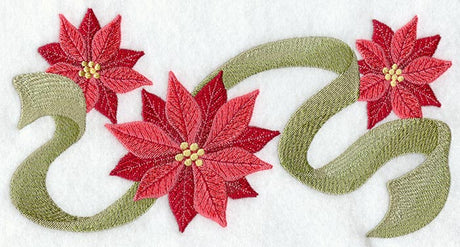 Poinsettia Trio with Ribbon Border