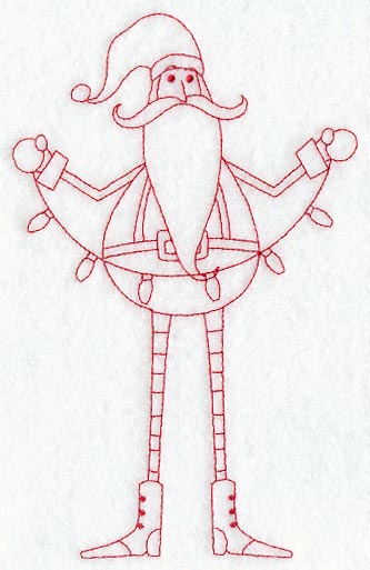 Skinny Santa with Lights (Redwork)