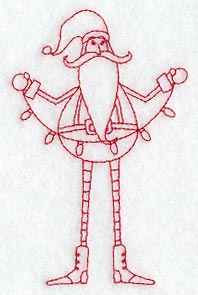 Skinny Santa with Lights (Redwork)