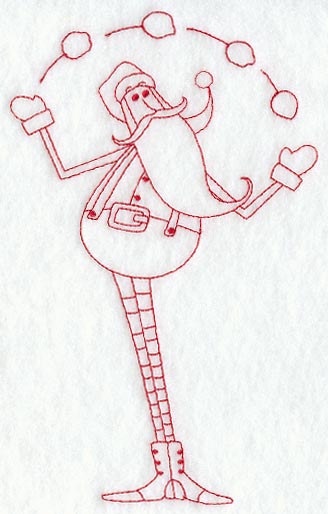Skinny Santa Juggling (Redwork)