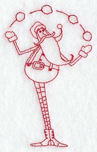Skinny Santa Juggling (Redwork)