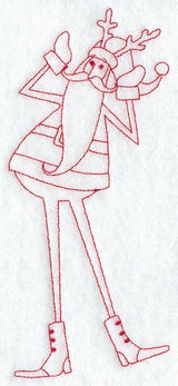 Skinny Santa with Antlers (Redwork)