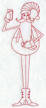 Skinny Santa with Milk & Cookies (Redwork)