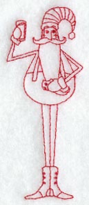 Skinny Santa with Milk & Cookies (Redwork)