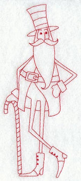 Skinny Santa with Top Hat & Cane (Redwork)