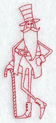 Skinny Santa with Top Hat & Cane (Redwork)