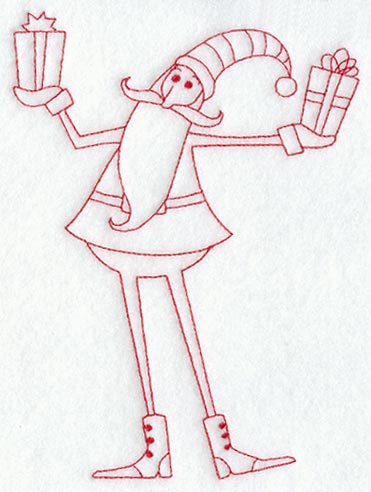 Skinny Santa with Gifts (Redwork)