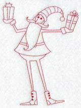 Skinny Santa with Gifts (Redwork)