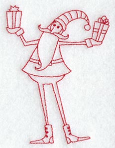 Skinny Santa with Gifts (Redwork)