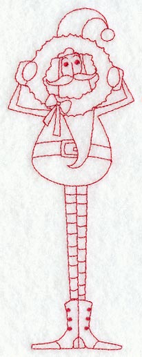 Skinny Santa with Wreath (Redwork)