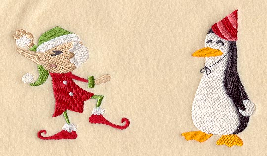 Elf and Penguin Snowball Fight
