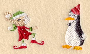 Elf and Penguin Snowball Fight