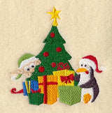 Elf and Penguin Wrapping Gifts