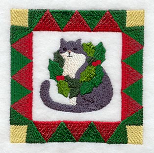 Christmas Cat with Wreath