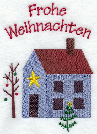 Frohe Weihnachten Saltbox House (German)
