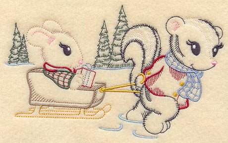 Bunny and Skunk Dash through the Snow (Vintage)