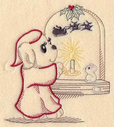 Puppy Watches for Santa (Vintage)