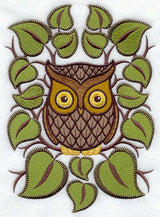 Retro Owl with Leaves